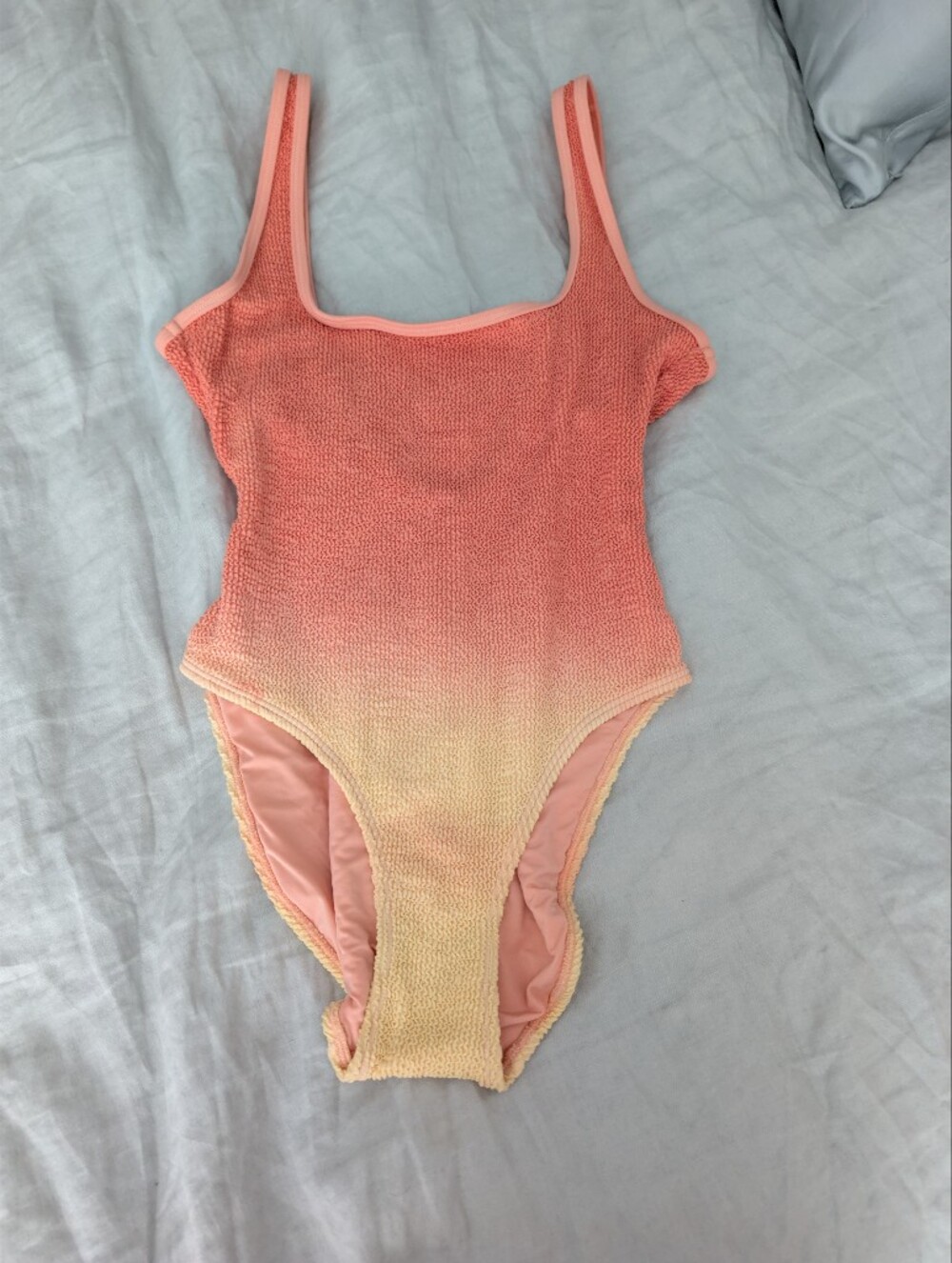 Good American Always Fits Modern Tank One Piece Swimsuit Ombre Peach Ring S/M
